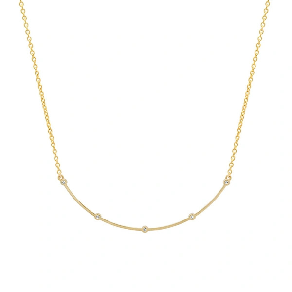 Jennifer Meyer Illusion Set Diamond Long Curved Stick Necklace in 18K Yellow Gold | Fine Necklaces | Coveti
