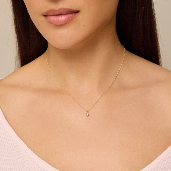 Jennifer Meyer Illusion Set Diamond Pendant Necklace in 18K Yellow Gold | Fine Necklaces | Coveti