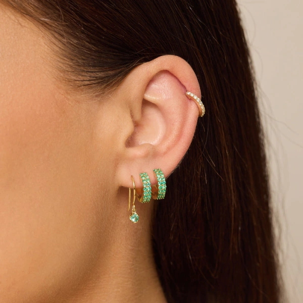 Jennifer Meyer Illusion Set Emerald Drop Earrings in 18K Yellow Gold | Fine Earrings | Coveti
