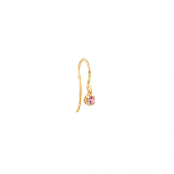 Jennifer Meyer Illusion Set Pink Sapphire Drop Earrings in 18K Yellow Gold | Fine Earrings | Coveti
