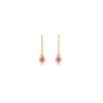 Jennifer Meyer Illusion Set Pink Sapphire Drop Earrings in 18K Yellow Gold | Fine Earrings | Coveti