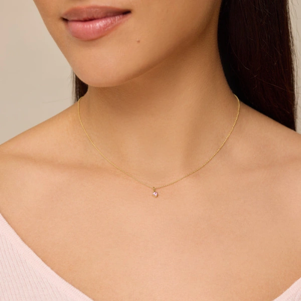 Jennifer Meyer Illusion Set Pink Sapphire Pendant Necklace in 18K Yellow Gold | Fine Necklaces | Coveti