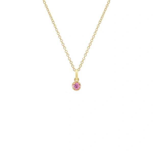 Jennifer Meyer Illusion Set Pink Sapphire Pendant Necklace in 18K Yellow Gold | Fine Necklaces | Coveti
