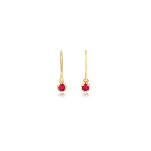 Jennifer Meyer Illusion Set Ruby Drop Earrings in 18K Yellow Gold | Fine Earrings | Coveti