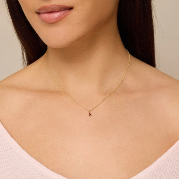 Jennifer Meyer Illusion Set Ruby Pendant Necklace in 18K Yellow Gold | Fine Necklaces | Coveti