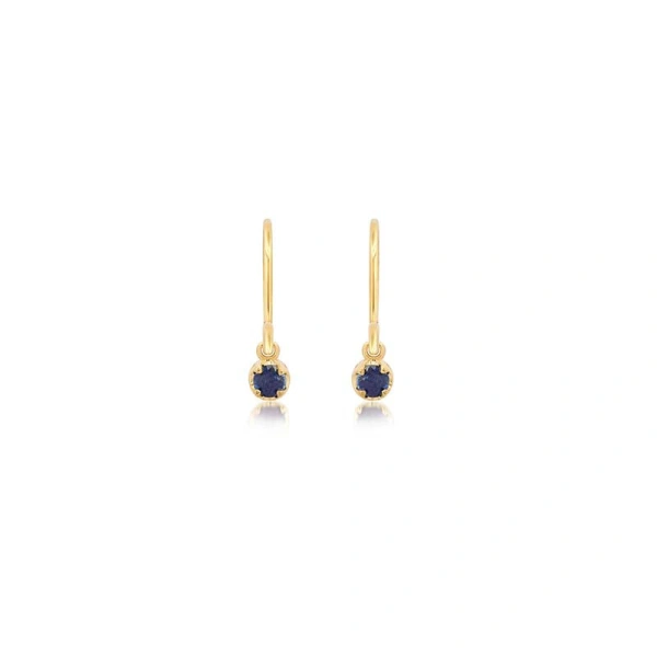 Jennifer Meyer Illusion Set Sapphire Drop Earrings in 18K Yellow Gold | Fine Earrings | Coveti
