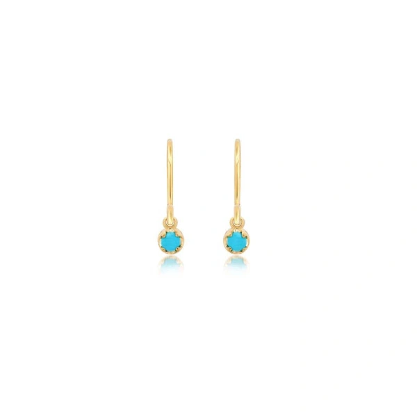 Jennifer Meyer Illusion Set Turquoise Drop Earrings in 18K Yellow Gold | Fine Earrings | Coveti