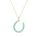 Jennifer Meyer Illusion Set Turquoise Horseshoe Necklace in 18K Yellow Gold | Fine Necklaces | Coveti