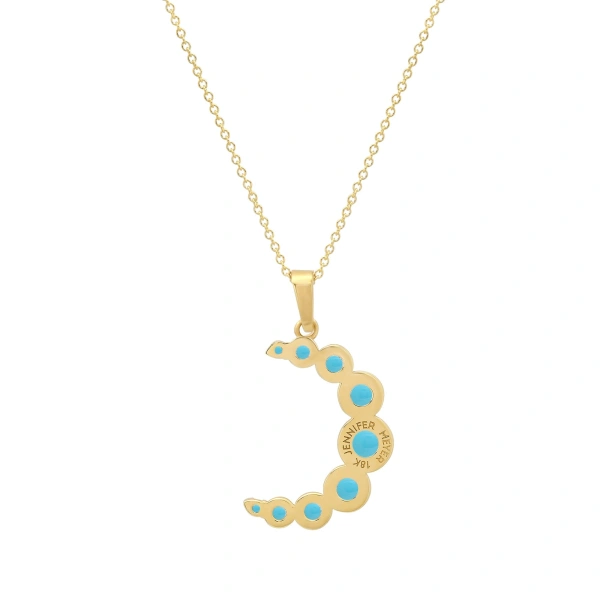 Jennifer Meyer Illusion Set Turquoise Moon Necklace in 18K Yellow Gold | Fine Necklaces | Coveti