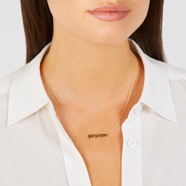 Jennifer Meyer Je t'aime Necklace in 18K Yellow Gold | Fine Necklaces | Coveti