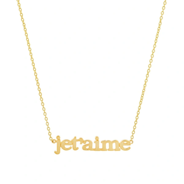 Jennifer Meyer Je t'aime Necklace in 18K Yellow Gold | Fine Necklaces | Coveti