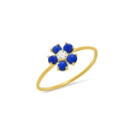 Jennifer Meyer Lapis Flower Ring with Diamond Center in 18K Yellow Gold | Fine Rings | Coveti