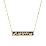 Jennifer Meyer Lapis Inlay And Diamond Good Luck Bar Necklace in 18K Yellow Gold | Fine Necklaces | Coveti