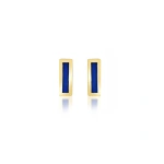 Jennifer Meyer Lapis Inlay Bar Studs in 18K Yellow Gold | Fine Earrings | Coveti