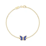 Jennifer Meyer Lapis Inlay Butterfly Bracelet in 18K Yellow Gold | Fine Bracelets | Coveti