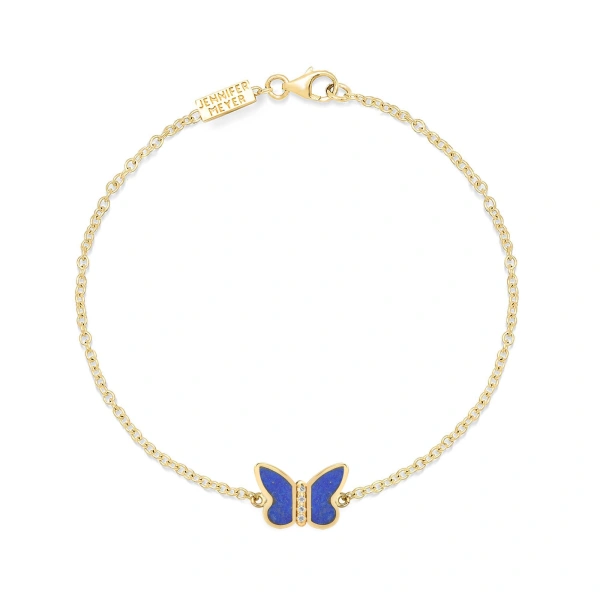 Lapis Inlay Butterfly Bracelet in 18K Yellow Gold