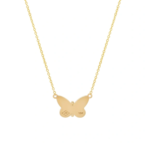 Jennifer Meyer Lapis Inlay Butterfly Necklace in 18K Yellow Gold | Fine Necklaces | Coveti