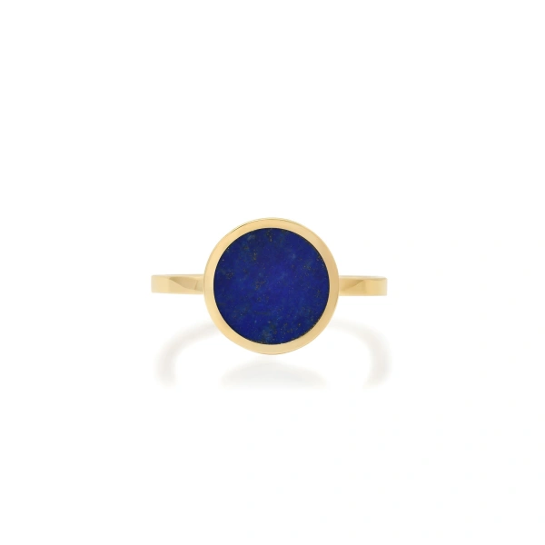 Jennifer Meyer Lapis Inlay Circle Ring in 18K Yellow Gold | Fine Rings | Coveti