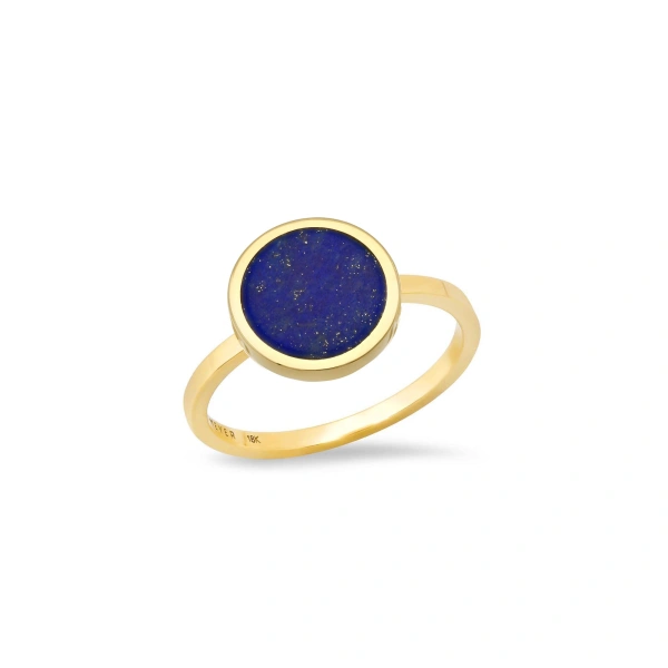 Jennifer Meyer Lapis Inlay Circle Ring in 18K Yellow Gold | Fine Rings | Coveti