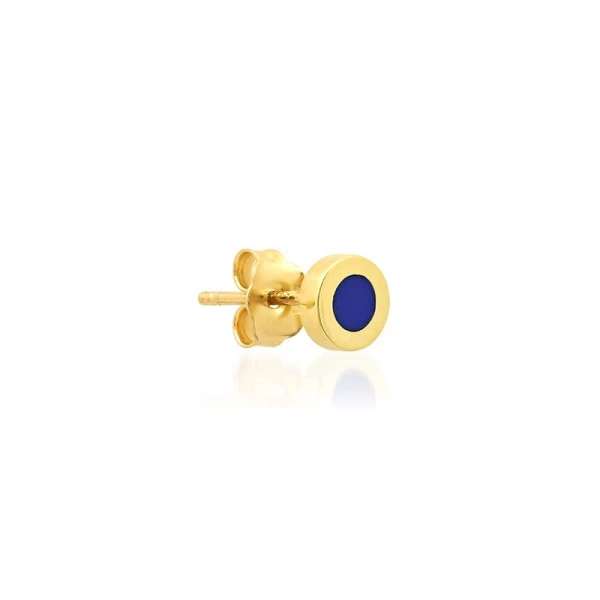 Jennifer Meyer Lapis Inlay Circle Studs in 18K Yellow Gold | Fine Earrings | Coveti