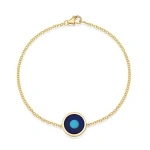 Jennifer Meyer Lapis Inlay Evil Eye Bracelet in 18K Yellow Gold | Fine Bracelets | Coveti