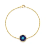 Jennifer Meyer Lapis Inlay Evil Eye Bracelet with Diamonds in 18K Yellow Gold | Fine Bracelets | Coveti