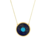 Jennifer Meyer Lapis Inlay Evil Eye Necklace in 18K Yellow Gold | Fine Necklaces | Coveti