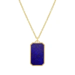 Jennifer Meyer Lapis Inlay Tag Necklace in 18K Yellow Gold | Fine Necklaces | Coveti