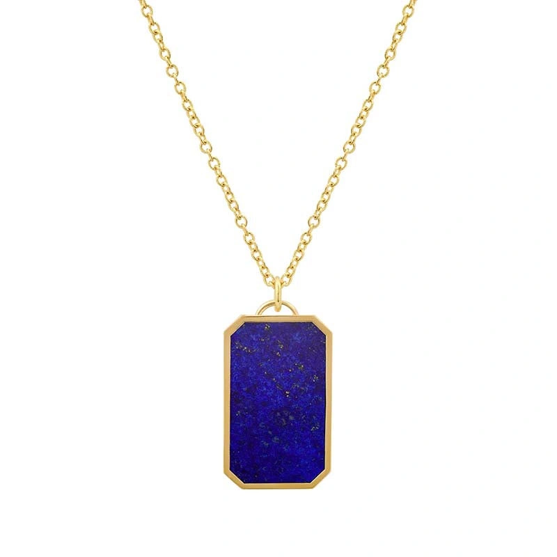 Jennifer Meyer Lapis Inlay Tag Necklace in 18K Yellow Gold Jennifer Meyer Lapis Inlay Tag Necklace in 18K Yellow Gold | Fine Necklaces | Coveti
