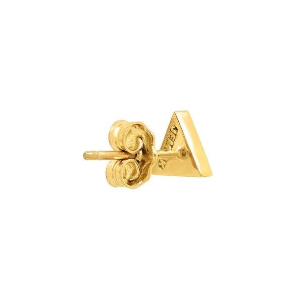Jennifer Meyer Lapis Inlay Triangle Studs in 18K Yellow Gold | Fine Earrings | Coveti