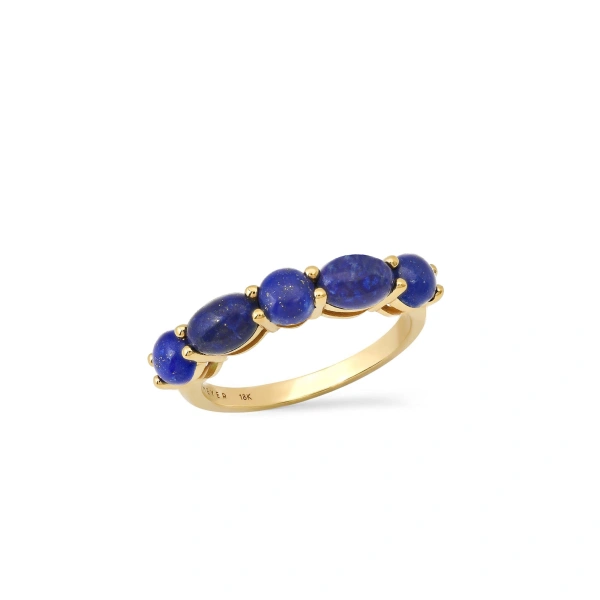 Jennifer Meyer Lapis Mosaic Ring in 18K Yellow Gold | Fine Rings | Coveti