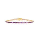 Jennifer Meyer Large 4 Prong Amethyst Tennis Bracelet in 18K Yellow Gold | Fine Bracelets | Coveti