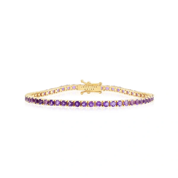Large 4 Prong Amethyst Tennis Bracelet in 18K Yellow Gold