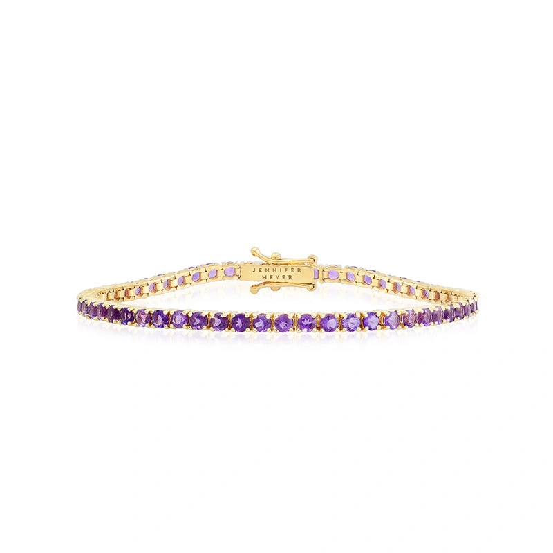 Jennifer Meyer Large 4 Prong Amethyst Tennis Bracelet in 18K Yellow Gold Jennifer Meyer Large 4 Prong Amethyst Tennis Bracelet in 18K Yellow Gold | Fine Bracelets | Coveti