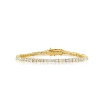 Jennifer Meyer Large 4 Prong Diamond Tennis Bracelet in 18K Yellow Gold | Fine Bracelets | Coveti