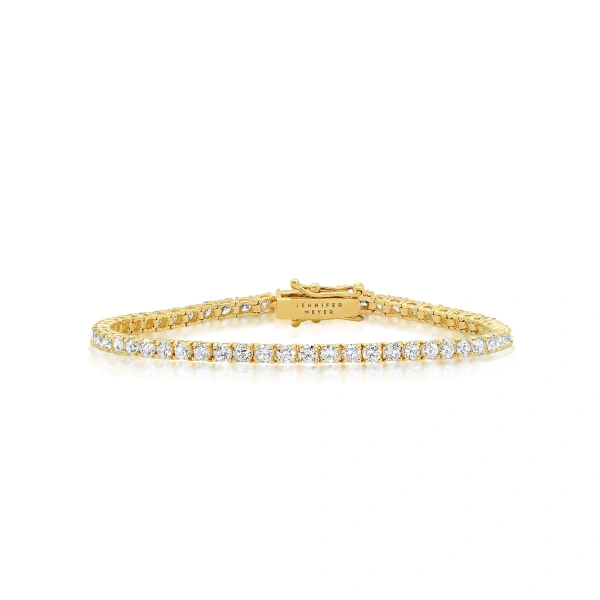 Jennifer Meyer Large 4 Prong Diamond Tennis Bracelet in 18K Yellow Gold | Fine Bracelets | Coveti