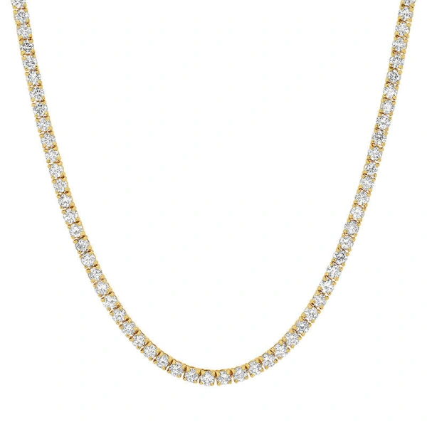 Jennifer Meyer Large 4 Prong Diamond Tennis Necklace in 18K Yellow Gold | Fine Necklaces | Coveti