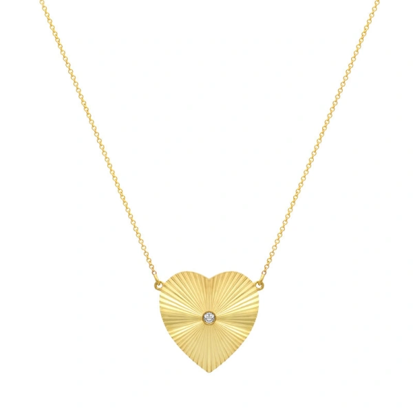Jennifer Meyer Large 70's Heart Necklace with Diamond Accent in 18K Yellow Gold | Fine Necklaces | Coveti