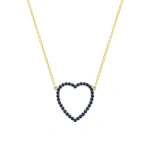 Jennifer Meyer Large Blue Sapphire Open Heart Necklace in 18K Yellow Gold | Fine Necklaces | Coveti