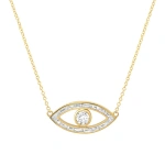 Jennifer Meyer Large Channel Set Open Evil Eye Necklace in 14K Yellow Gold | Fine Necklaces | Coveti