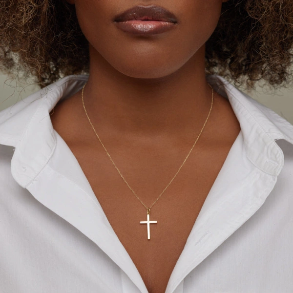 Jennifer Meyer Large Cross Necklace in 18K Yellow Gold | Fine Necklaces | Coveti