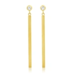 Jennifer Meyer Large Diamond Bezel and Long Stick Studs in 18K Yellow Gold | Fine Earrings | Coveti