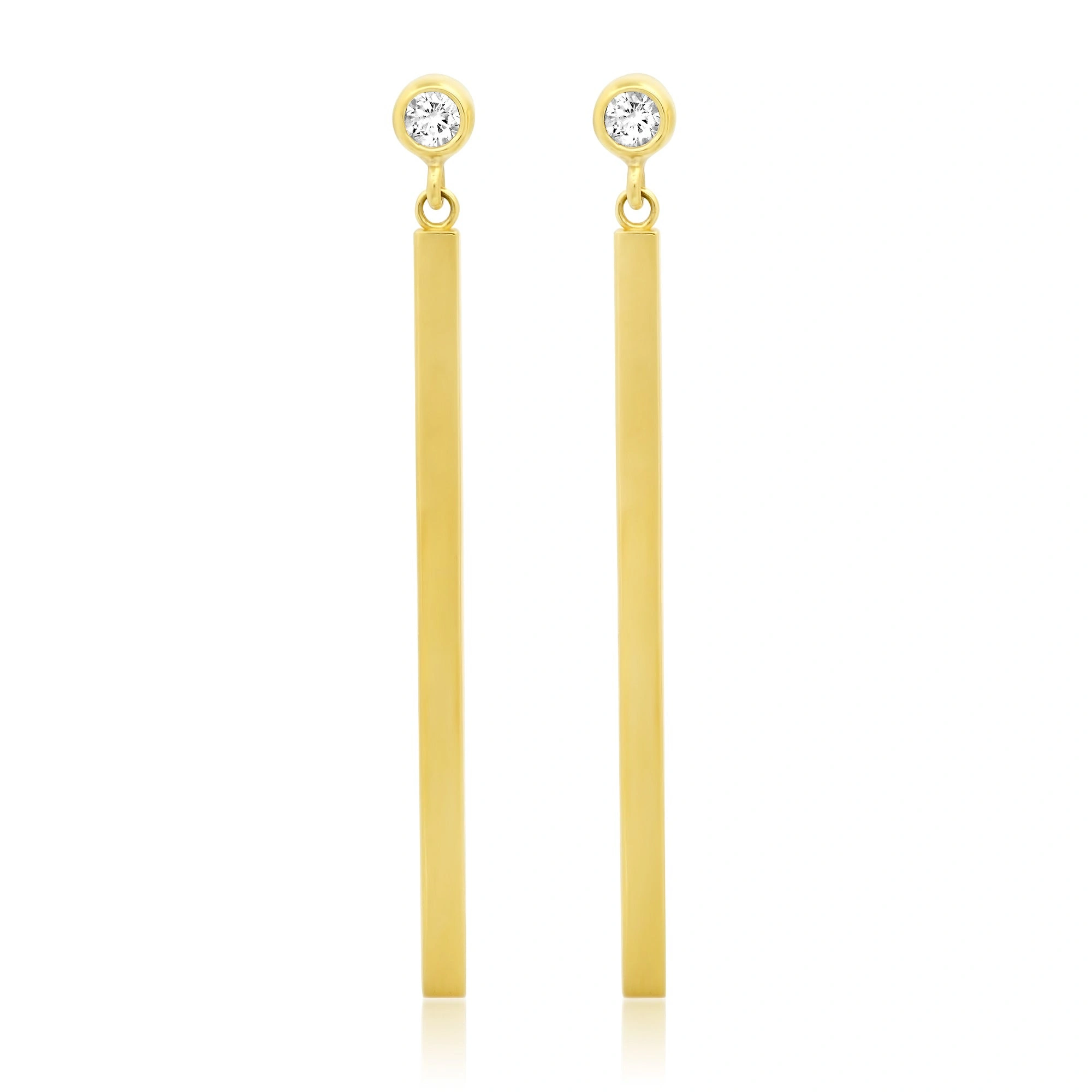 Jennifer Meyer Large Diamond Bezel and Long Stick Studs in 18K Yellow Gold Jennifer Meyer Large Diamond Bezel and Long Stick Studs in 18K Yellow Gold | Fine Earrings | Coveti
