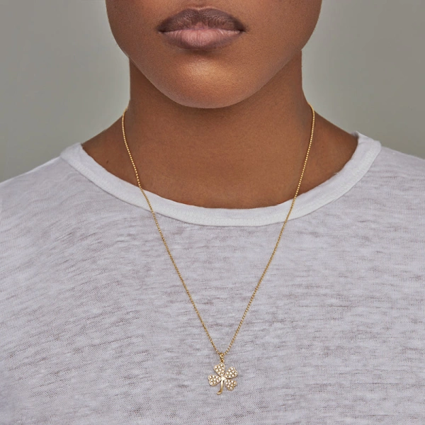 Jennifer Meyer Large Diamond Clover Necklace in 18K Yellow Gold | Fine Necklaces | Coveti