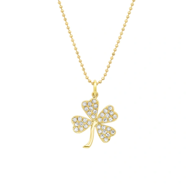 Jennifer Meyer Large Diamond Clover Necklace in 18K Yellow Gold | Fine Necklaces | Coveti