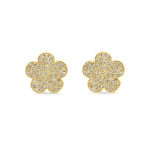 Jennifer Meyer Large Diamond Daisy Studs in 18K Yellow Gold | Fine Earrings | Coveti