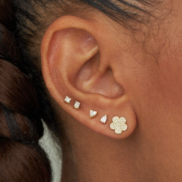 Jennifer Meyer Large Diamond Daisy Studs in 18K Yellow Gold | Fine Earrings | Coveti