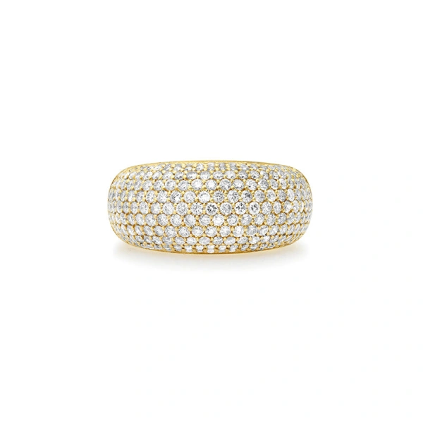 Jennifer Meyer Large Diamond Dome Ring in 18K Yellow Gold | Fine Rings | Coveti