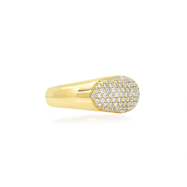 Jennifer Meyer Large Diamond Dome Ring in 18K Yellow Gold | Fine Rings | Coveti