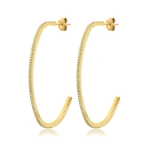 Jennifer Meyer Large Diamond Elongated Edith Hoops in 18K Yellow Gold | Fine Earrings | Coveti